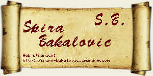 Spira Bakalović vizit kartica